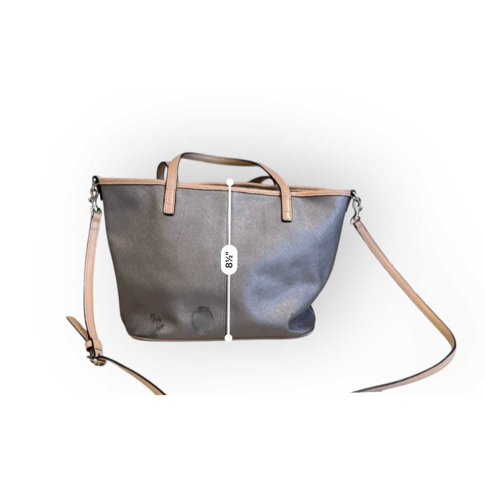 Coach Park Metro Small Tote F25663 Silver/Pewter/Tan Leather Bag Purse - Picture 9 of 12